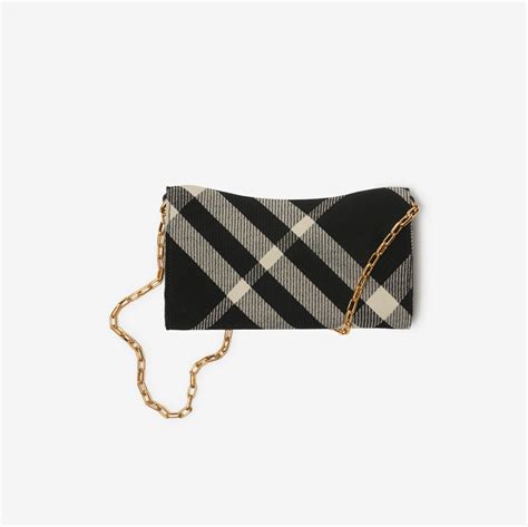 Rocking Horse Chain Strap Wallet in Black/calico 